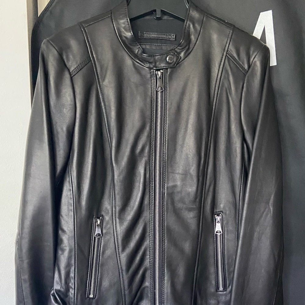 Black Leather Andrew Marc Scuba Jacket